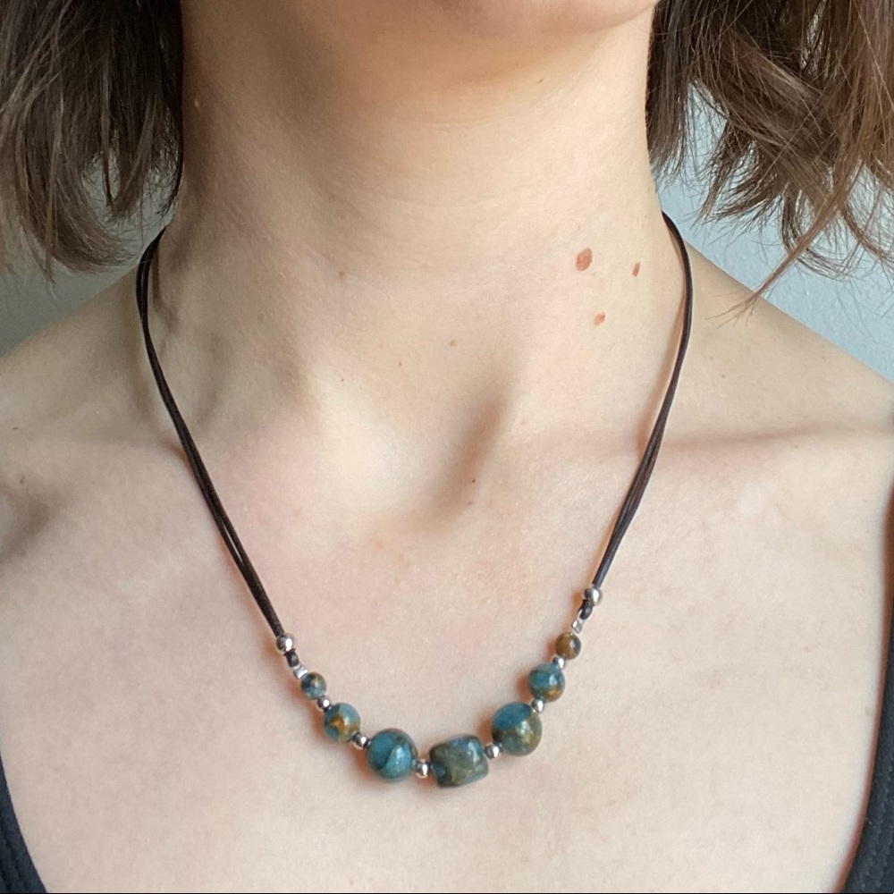 Leather beaded necklace